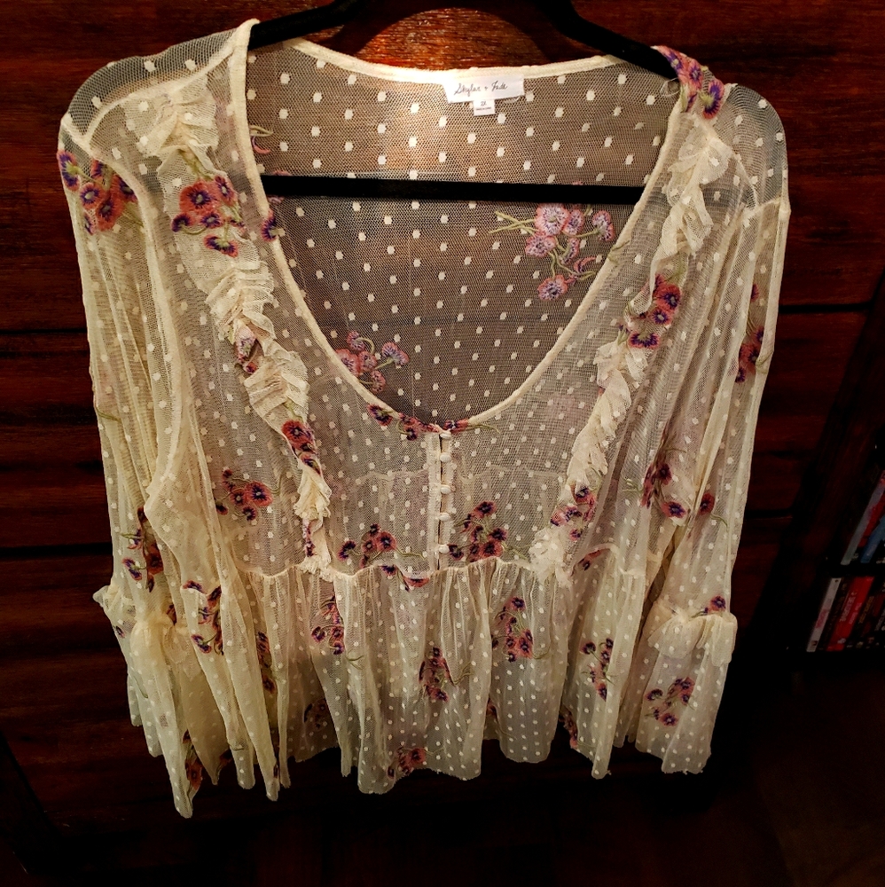 Skyler and jade long sleeve shear floral shirt